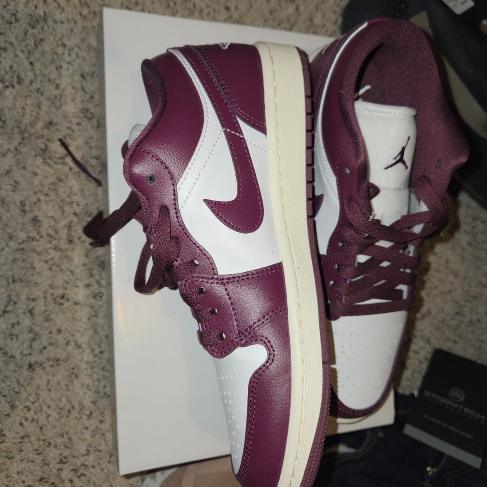 Nike Air Jordan Low White and Maroon Athletic Sneakers For Women
